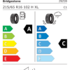 Étiquette UE 29259 pour Bridgestone A005 Weather Control Evo 215/65 R16 102H XL Bridgestone A005 Weather Control Evo 215/65 R16 102H XL - Image 2