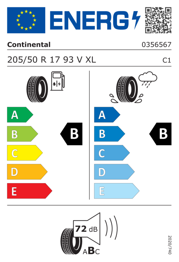 Étiquette UE 0356567 pour Continental EcoContact 5 205/50 R17 93V XL Continental EcoContact 5 205/50 R17 93V XL - Image 2