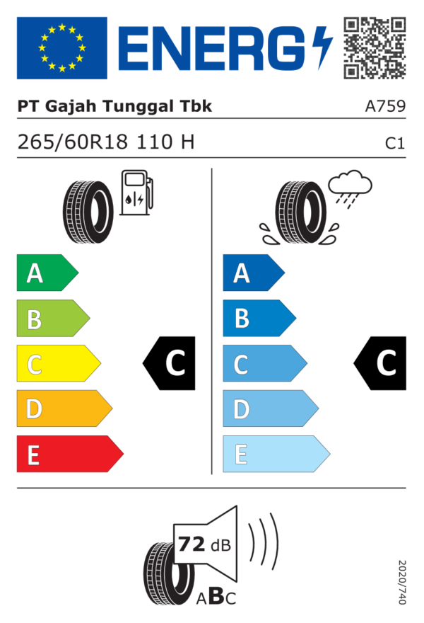 Étiquette UE 1088700178 pour GT Radial Savero SUV 265/60 R18 110H GT Radial Savero SUV 265/60 R18 110H - Image 2