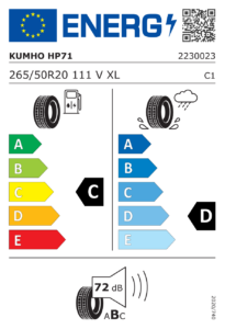Etichetta europea Kumho Crugen HP71