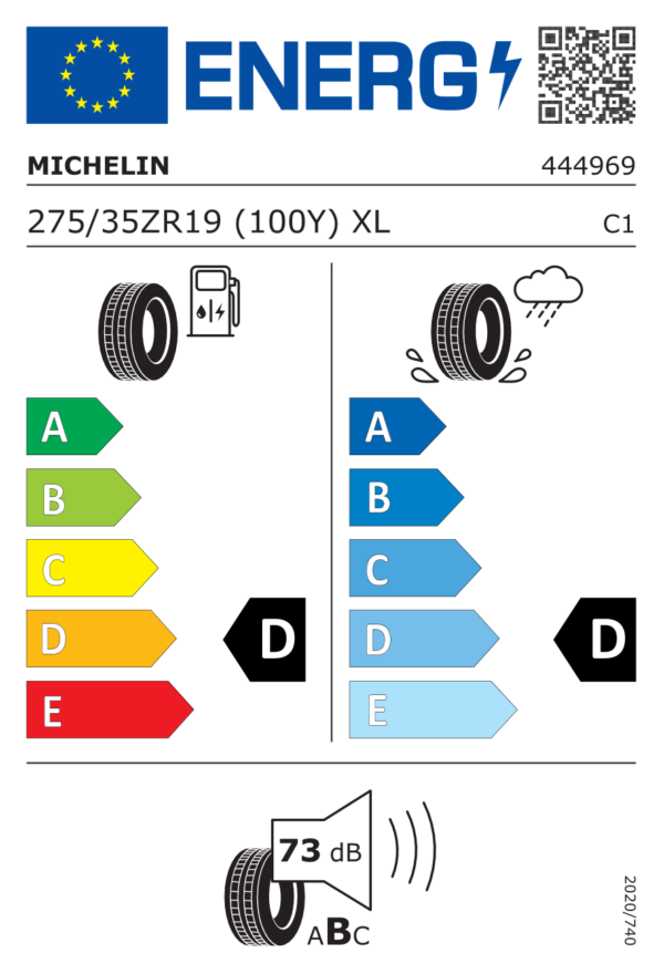 Étiquette UE 444969 pour Michelin Pilot Sport Cup 2 R 275/35 ZR19 (100Y) XL Michelin Pilot Sport Cup 2 R 275/35 ZR19 (100Y) XL - Image 2