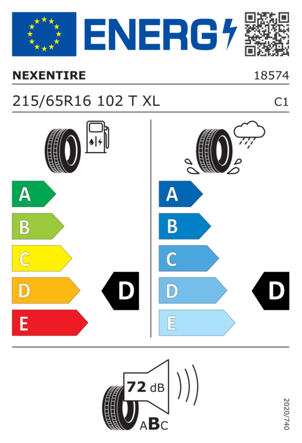 Étiquette UE 18574NXC pour Nexen Roadian AT 4X4 215/65 R16 102T XL Nexen Roadian AT 4X4 215/65 R16 102T XL - Image 2