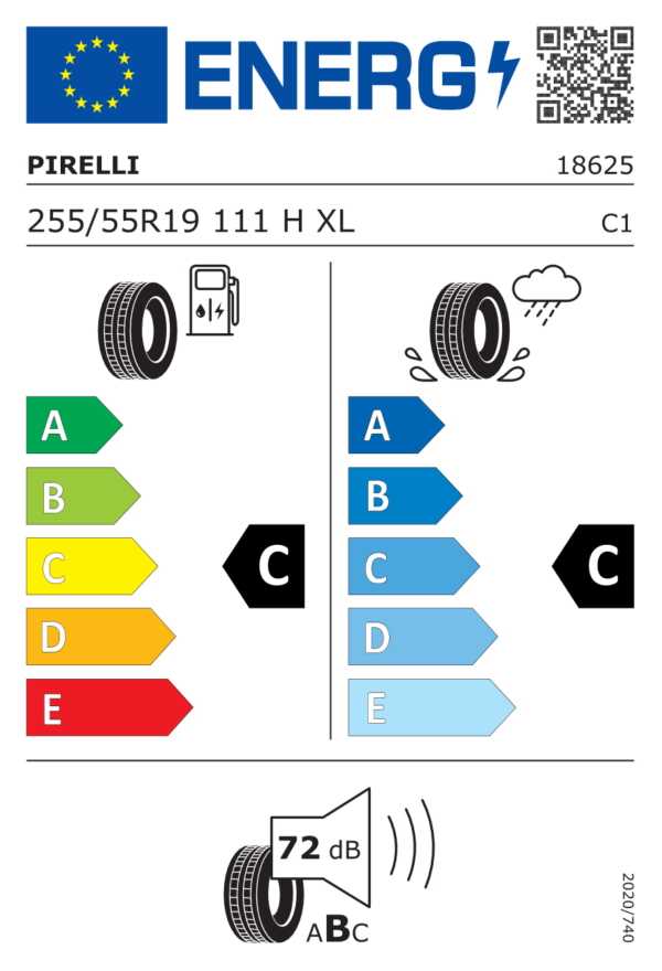 Étiquette UE 1862500 pour Pirelli Scorpion Verde All Season 255/55 R19 111H XL Pirelli Scorpion Verde All Season 255/55 R19 111H XL - Image 2