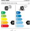 Étiquette UE 3868200 pour Toyo Open Country ATIII 255/55 R19 111H XL Toyo Open Country ATIII 255/55 R19 111H XL - Image 2