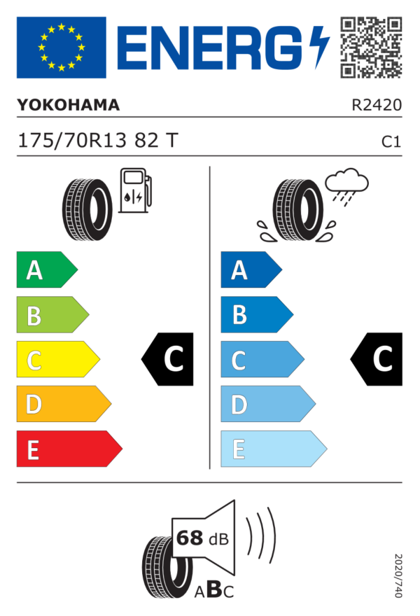 Étiquette UE R2420 pour Yokohama ES32 BluEarth-Es 175/70 R13 82T Yokohama ES32 BluEarth-Es 175/70 R13 82T - Image 2