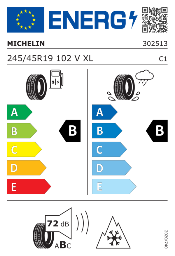 Étiquette UE 302513 pour Michelin CrossClimate 3 245/45 R19 102V XL Michelin CrossClimate 3 245/45 R19 102V XL - Image 2