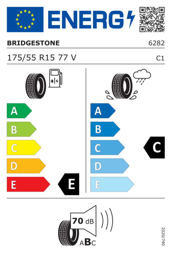 Étiquette UE 6282 pour Bridgestone Potenza RE050A 175/55 R15 77V Bridgestone Potenza RE050A 175/55 R15 77V - Image 2