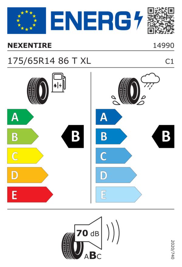 Étiquette UE 14990NXK pour Nexen NBLUE HD Plus 175/65 R14 86T XL Nexen NBLUE HD Plus 175/65 R14 86T XL - Image 2