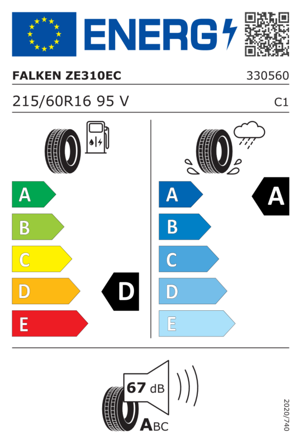 Étiquette UE 330560 pour Falken Ziex ZE310EC 215/60 R16 95V Falken Ziex ZE310EC 215/60 R16 95V - Image 2