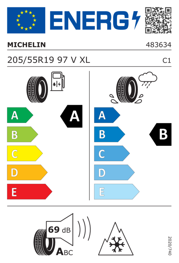 Étiquette UE 483634 pour Michelin CrossClimate 2 205/55 R19 97V XL Michelin CrossClimate 2 205/55 R19 97V XL - Image 2
