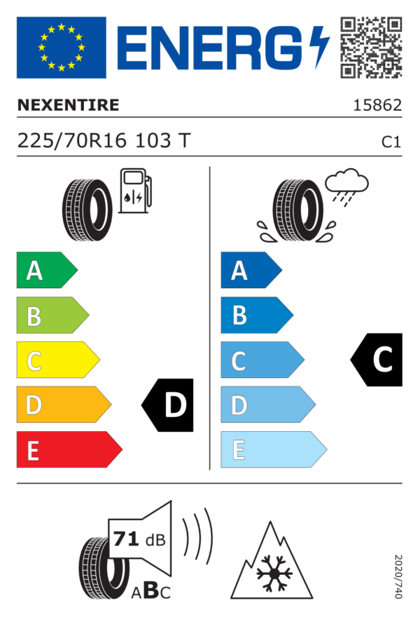 Étiquette UE 15862NXK pour Nexen Winguard Snowg WH2 225/70 R16 103T Nexen Winguard Snowg WH2 225/70 R16 103T - Image 2