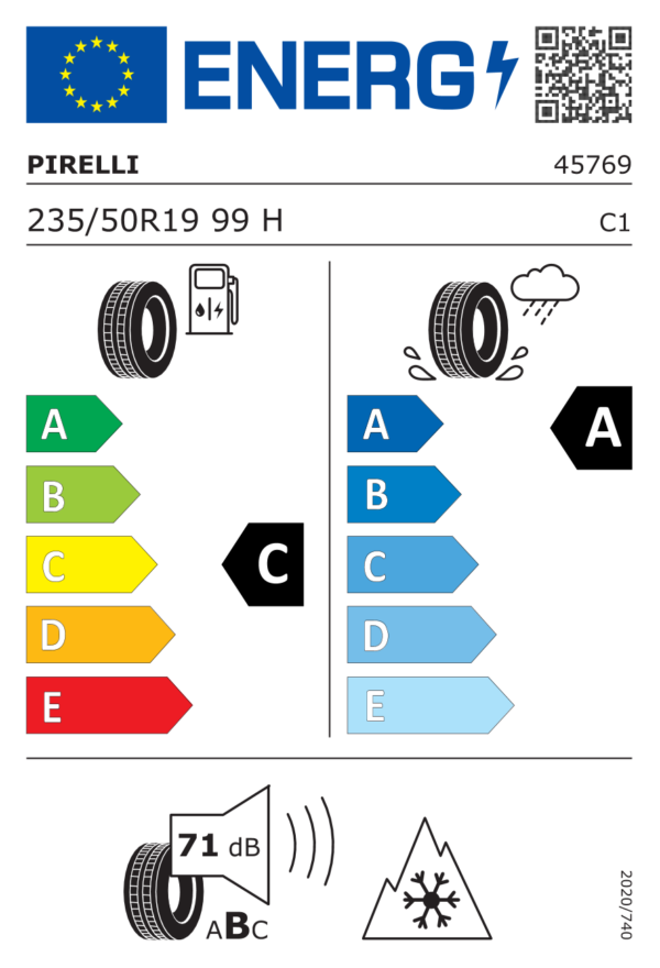 Étiquette UE 4576900 pour Pirelli Cinturato Winter 2 235/50 R19 99H Pirelli Cinturato Winter 2 235/50 R19 99H - Image 2
