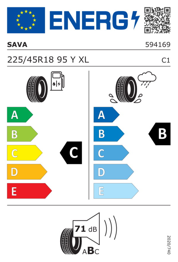 Étiquette UE 594169 pour Sava Intensa UHP 2 225/45 R18 95Y XL Sava Intensa UHP 2 225/45 R18 95Y XL - Image 2