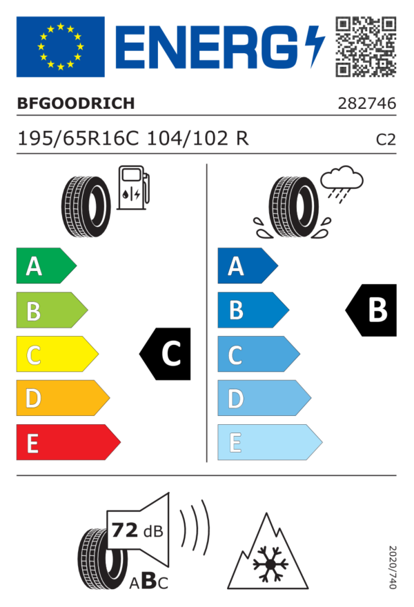 Étiquette UE 282746 pour BF Goodrich Activan 4S 195/65 R16 104/102R BF Goodrich Activan 4S 195/65 R16 104/102R - Image 2