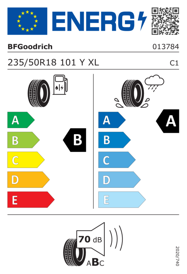 Étiquette UE 013784 pour BF Goodrich Advantage 2 235/50 R18 101Y XL BF Goodrich Advantage 2 235/50 R18 101Y XL - Image 2