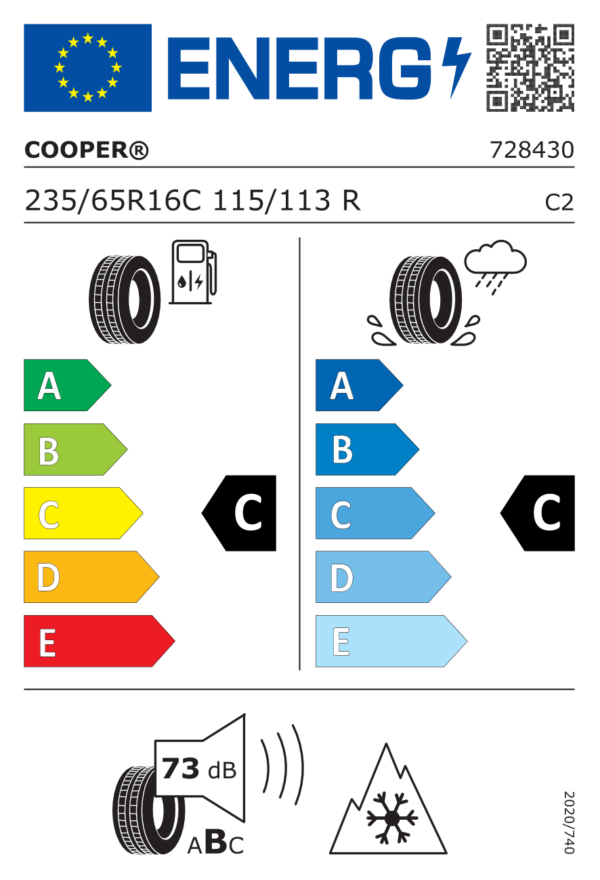 Étiquette UE 728430 pour Cooper Cooper Winter Van 235/65 R16C 115/113R EV Cooper Cooper Winter Van 235/65 R16C 115/113R EV - Image 2