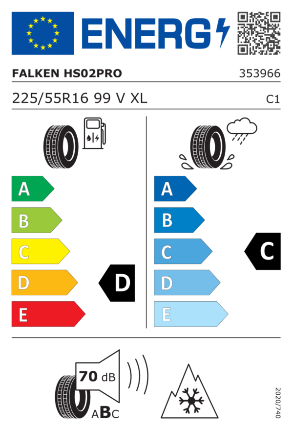 Étiquette UE 353966 pour Falken Eurowinter HS02PRO 225/55 R16 99V XL Falken Eurowinter HS02PRO 225/55 R16 99V XL - Image 2