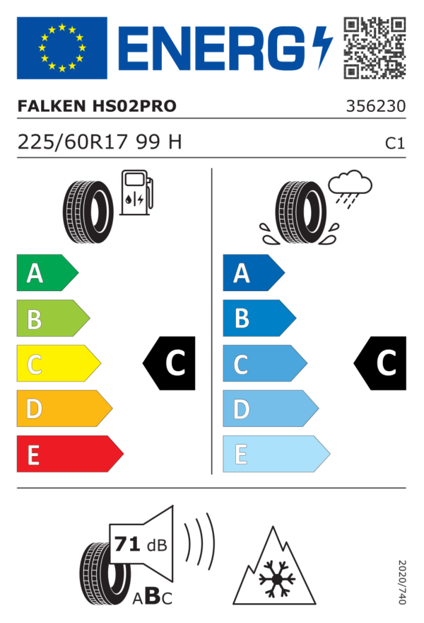 Étiquette UE 356230 pour Falken Eurowinter HS02PRO 225/60 R17 99H Falken Eurowinter HS02PRO 225/60 R17 99H - Image 2