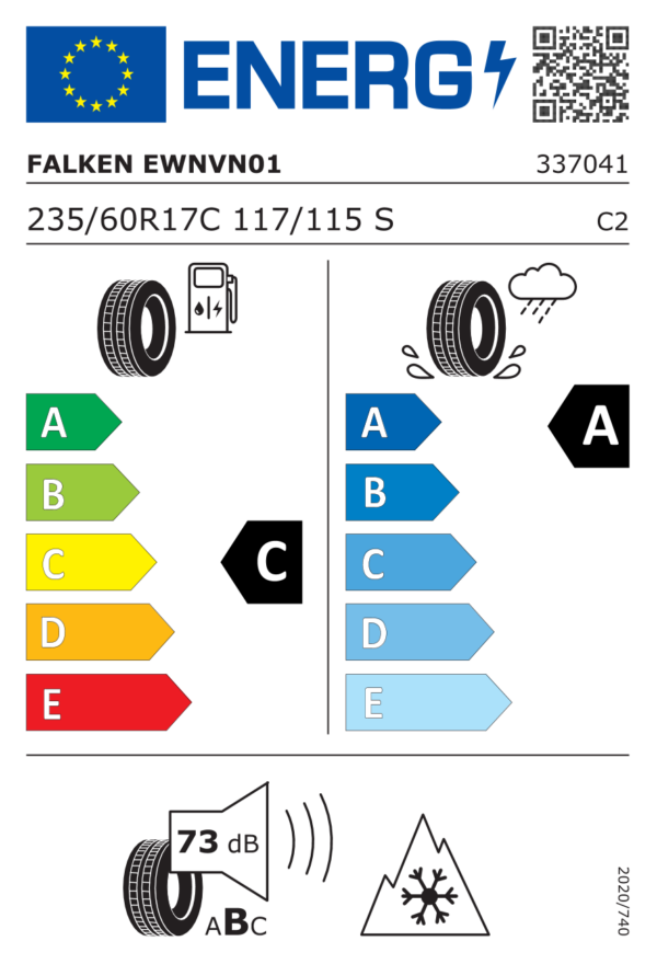 Étiquette UE 337041 pour Falken Eurowinter VAN.01 235/60 R17C 117/115S Falken Eurowinter VAN.01 235/60 R17C 117/115S - Image 2