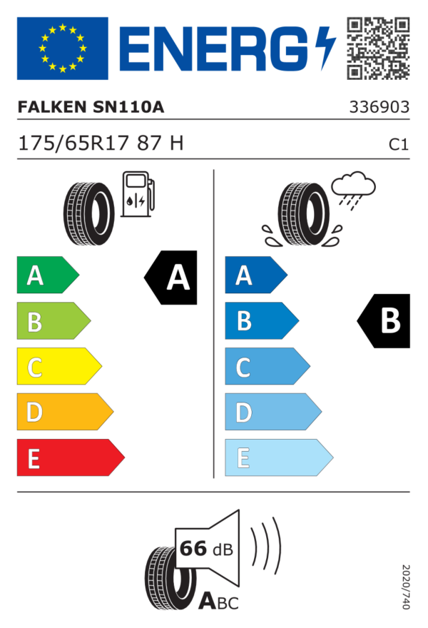 Étiquette UE 336903 pour Falken Sincera SN110A 175/65 R17 87H Falken Sincera SN110A 175/65 R17 87H - Image 2