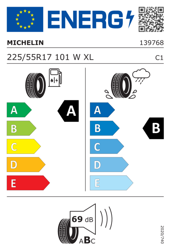 Étiquette UE 139768 pour Michelin E Primacy 225/55 R17 101W XL Michelin E Primacy 225/55 R17 101W XL - Image 2