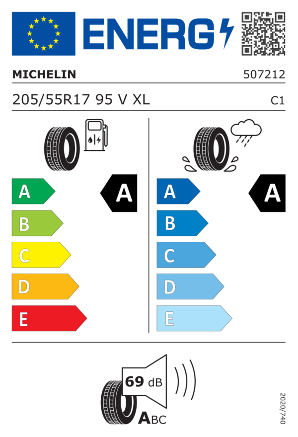 Étiquette UE 507212 pour Michelin Primacy 5 Energy 205/55 R17 95V XL Michelin Primacy 5 Energy 205/55 R17 95V XL - Image 2