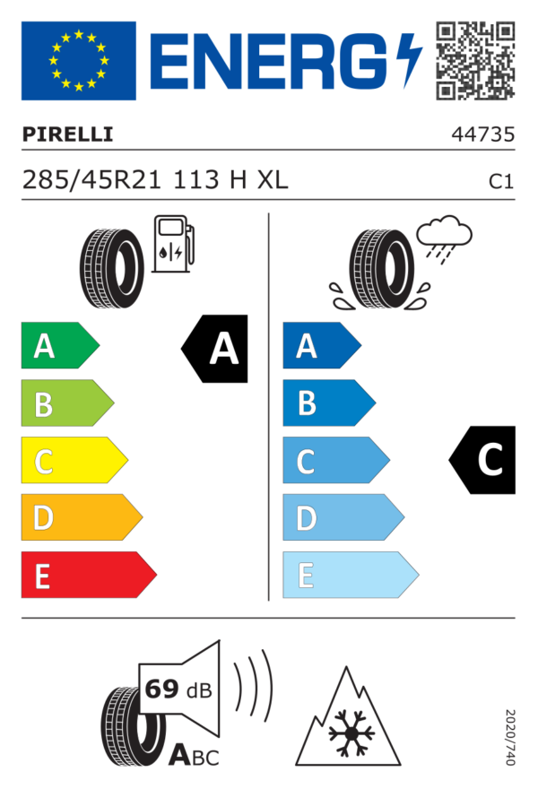 Étiquette UE 4473500 pour Pirelli P Zero Winter 2 285/45 R21 113H XL Pirelli P Zero Winter 2 285/45 R21 113H XL - Image 2
