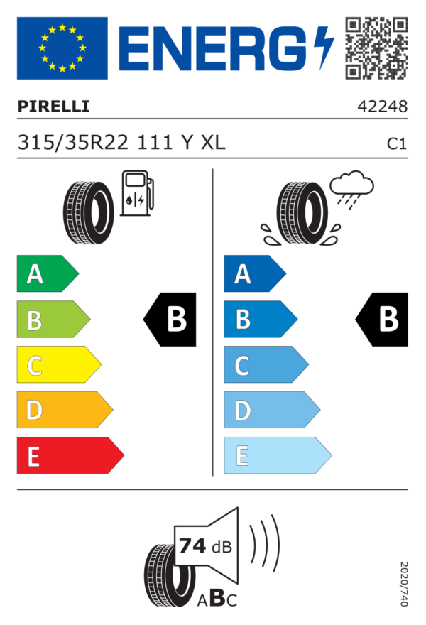 Étiquette UE 4224800 pour Pirelli Pzero (PZ5) 315/35 R22 111Y XL Pirelli Pzero (PZ5) 315/35 R22 111Y XL - Image 2