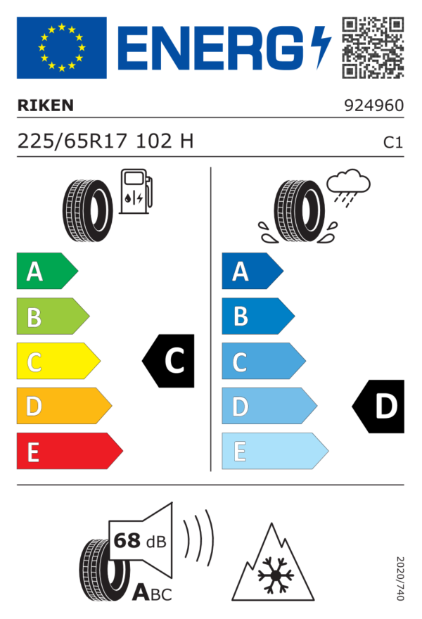 Étiquette UE 924960 pour Riken All Season SUV 225/65 R17 102H Riken All Season SUV 225/65 R17 102H - Image 2