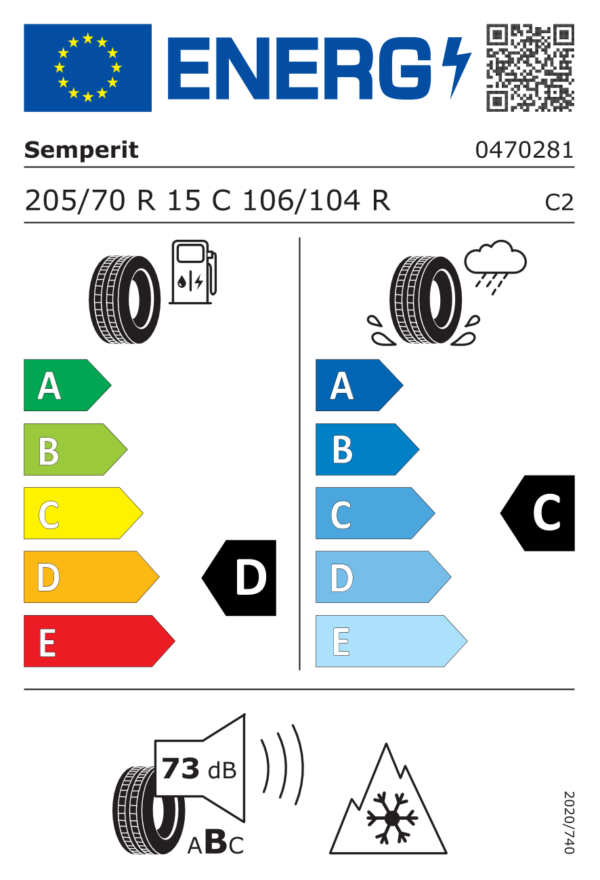 Étiquette UE 0470281 pour Semperit Van-Grip 3 205/70 R15C 106/104R Semperit Van-Grip 3 205/70 R15C 106/104R - Image 2